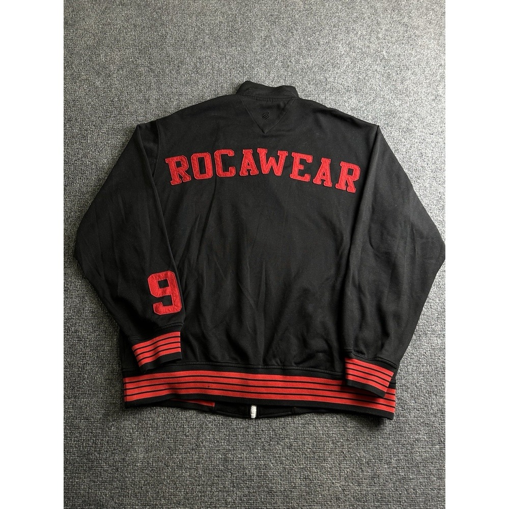 Mens Rocawear Zip Sweatshirt Black Red Logo Graphic, Size 2XL